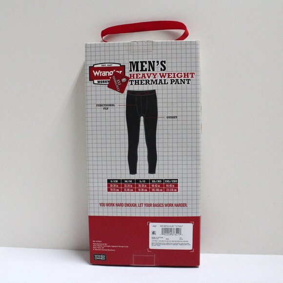 NWT Men's Large 36-38 in. Wrangler Workwear Heavyweight Thermal Black Pant - Picture 2 of 8